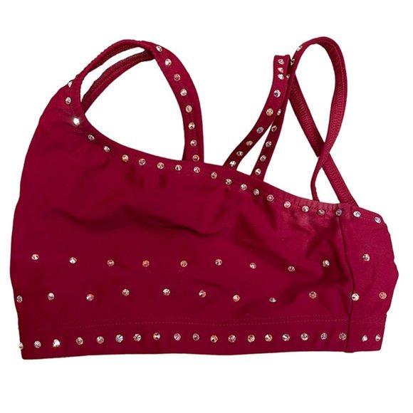 Double Platinum Dance Costume Red Set Girls, Custom Bedazzled Like New Condition - Picture 4 of 8
